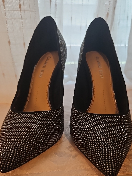 Gianni Bini Shoes - Gianni Bini Black & Silver Rhinestone Pointed-Toe Heels